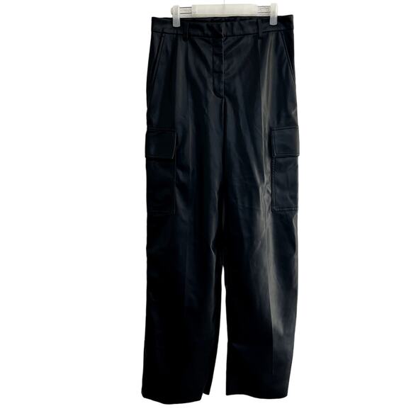 STELLA MCCARTNEY Women's M 42 Cargo Vegan Leather Wide Leg Luxury Pants Workwear - Picture 2 of 9